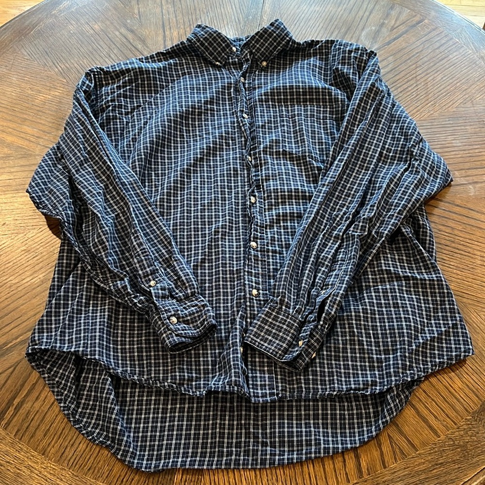 Wrangler Blue Plaid Long Sleeve Button Down Shirt Size XL Men’s